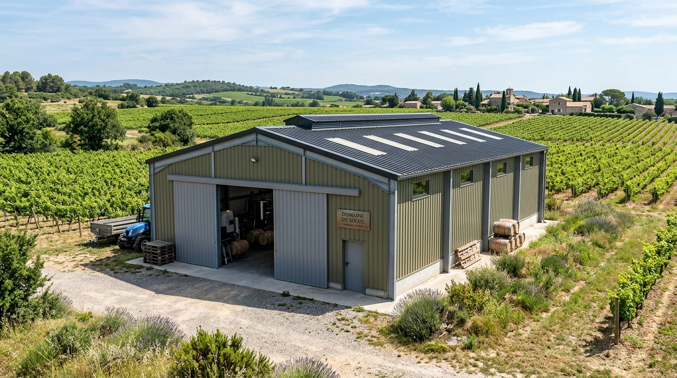 Hangar agricole de stockage de matériel et tracteurs